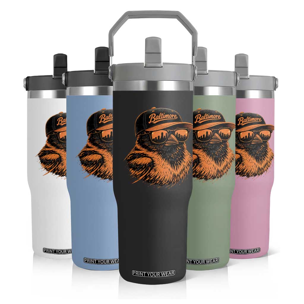 Retro Baltimore Flip Straw Tumbler City Pride Oriole With Sunglasses TS10 Print Your Wear