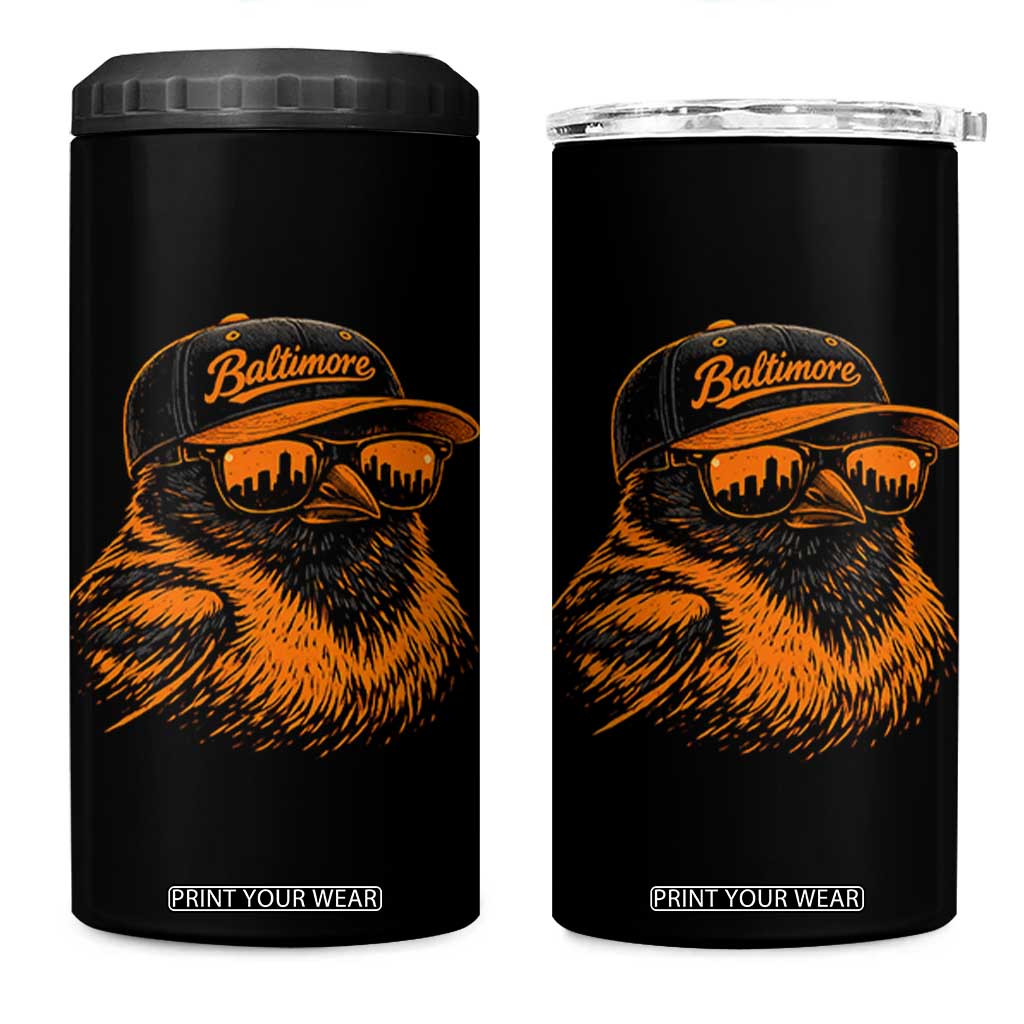 Retro Baltimore 4 in 1 Can Cooler Tumbler City Pride Oriole With Sunglasses TS10 One Size: 16 oz Black Print Your Wear