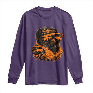 Retro Baltimore Long Sleeve Shirt City Pride Oriole With Sunglasses TS10 Purple Print Your Wear