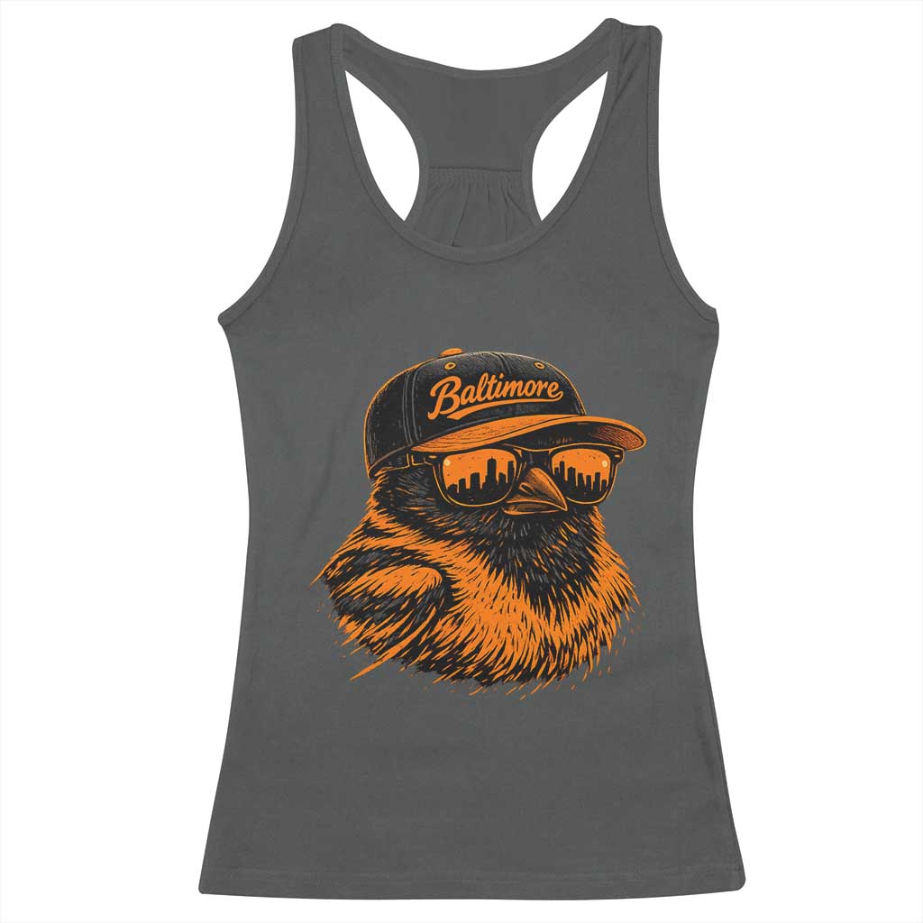 Retro Baltimore Racerback Tank Top City Pride Oriole With Sunglasses TS10 Dark Heather Print Your Wear