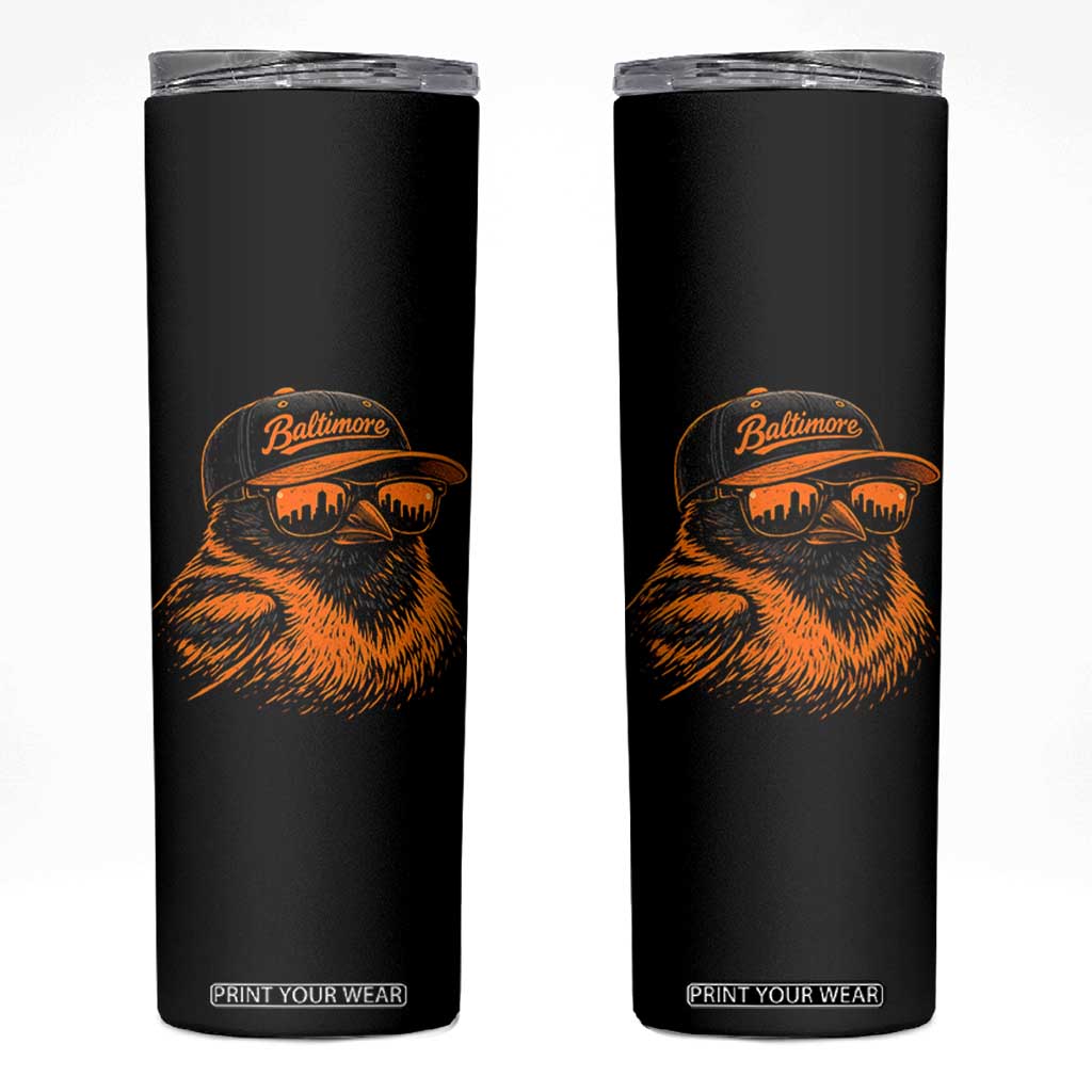 Retro Baltimore Skinny Tumbler City Pride Oriole With Sunglasses TS10 Black Print Your Wear