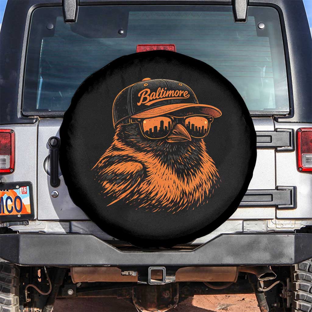 Retro Baltimore Spare Tire Cover City Pride Oriole With Sunglasses TS10 No hole Black Print Your Wear