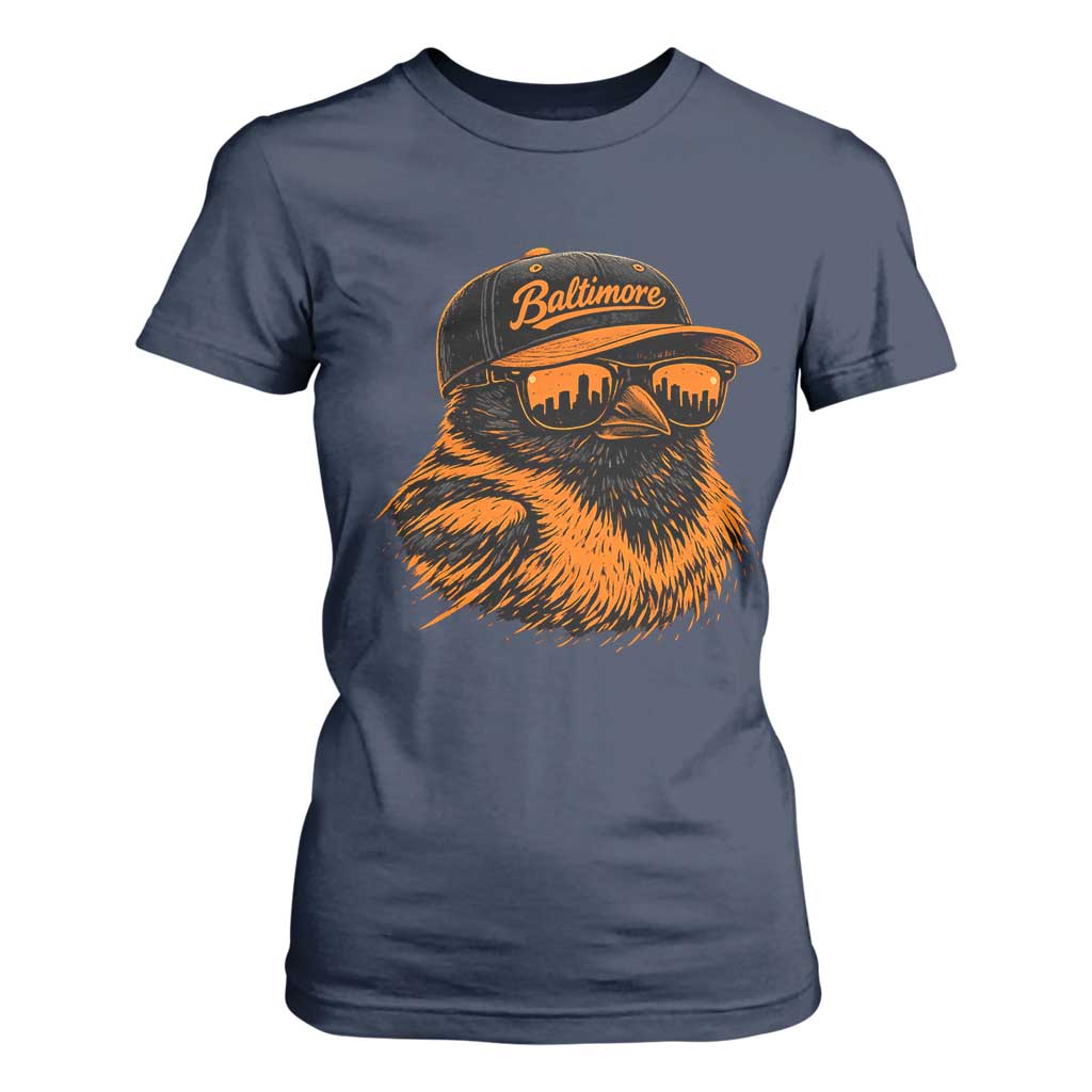 Retro Baltimore T Shirt For Women City Pride Oriole With Sunglasses TS10 Navy Print Your Wear