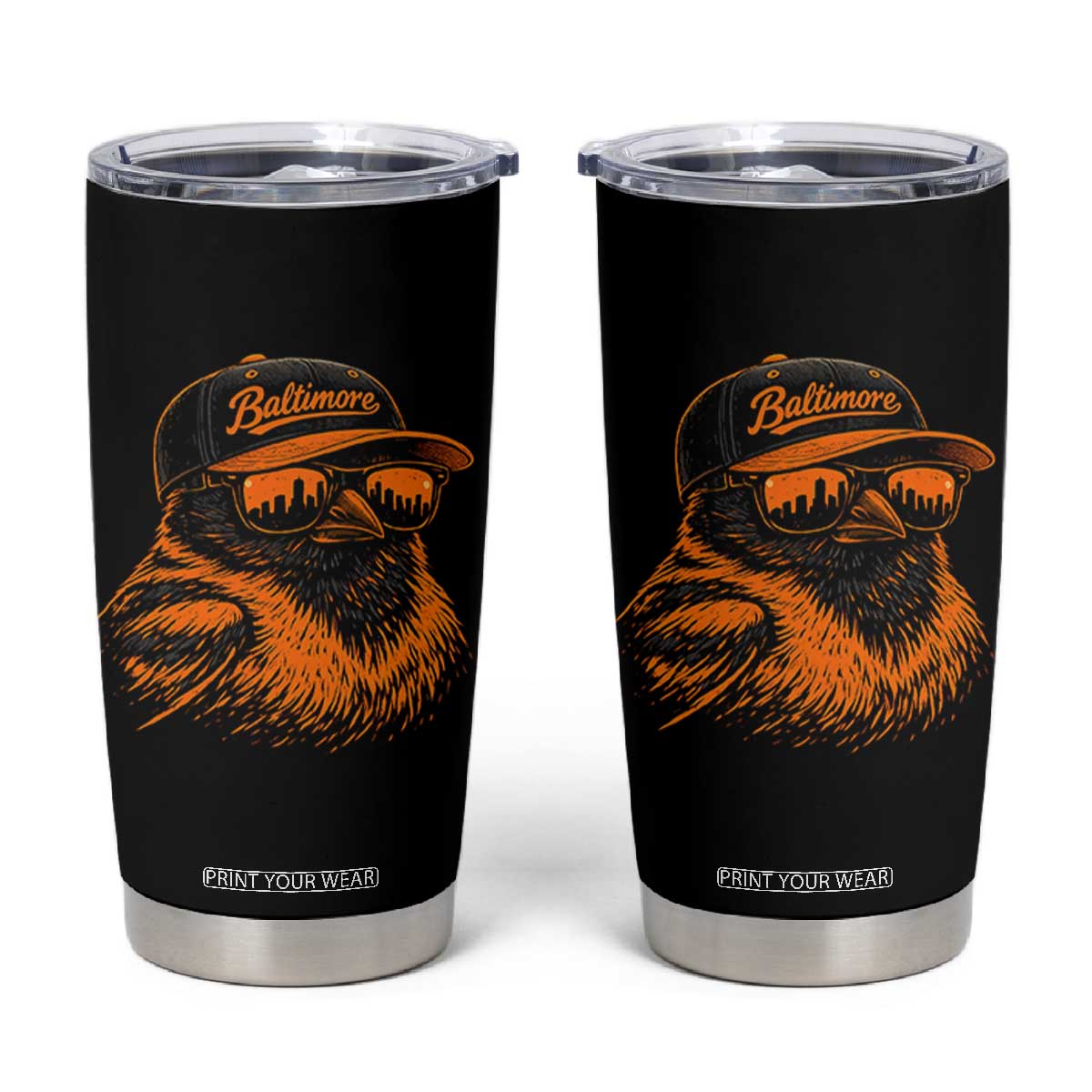 Retro Baltimore Tumbler Cup City Pride Oriole With Sunglasses TS10 Black Print Your Wear