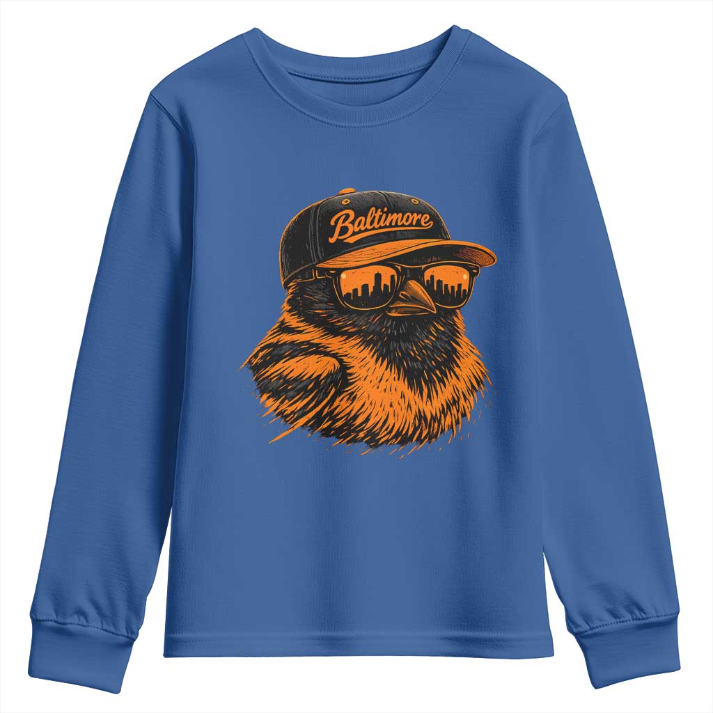 Retro Baltimore Youth Sweatshirt City Pride Oriole With Sunglasses TS10 Royal Blue Print Your Wear