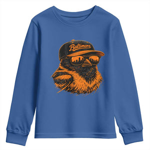 Retro Baltimore Youth Sweatshirt City Pride Oriole With Sunglasses TS10 Royal Blue Print Your Wear