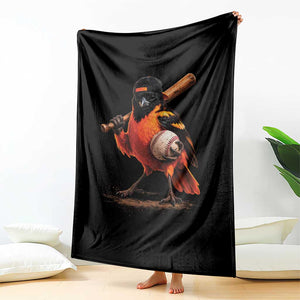 Oriole Baseball Player Throw Blanket Retro Funny Bird Mascot Baseball Fans TS10 Print Your Wear
