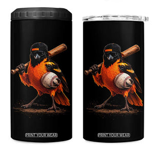 Oriole Baseball Player 4 in 1 Can Cooler Tumbler Retro Funny Bird Mascot Baseball Fans TS10 One Size: 16 oz Black Print Your Wear