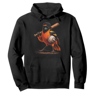 Oriole Baseball Player Hoodie Retro Funny Bird Mascot Baseball Fans TS10 Black Print Your Wear