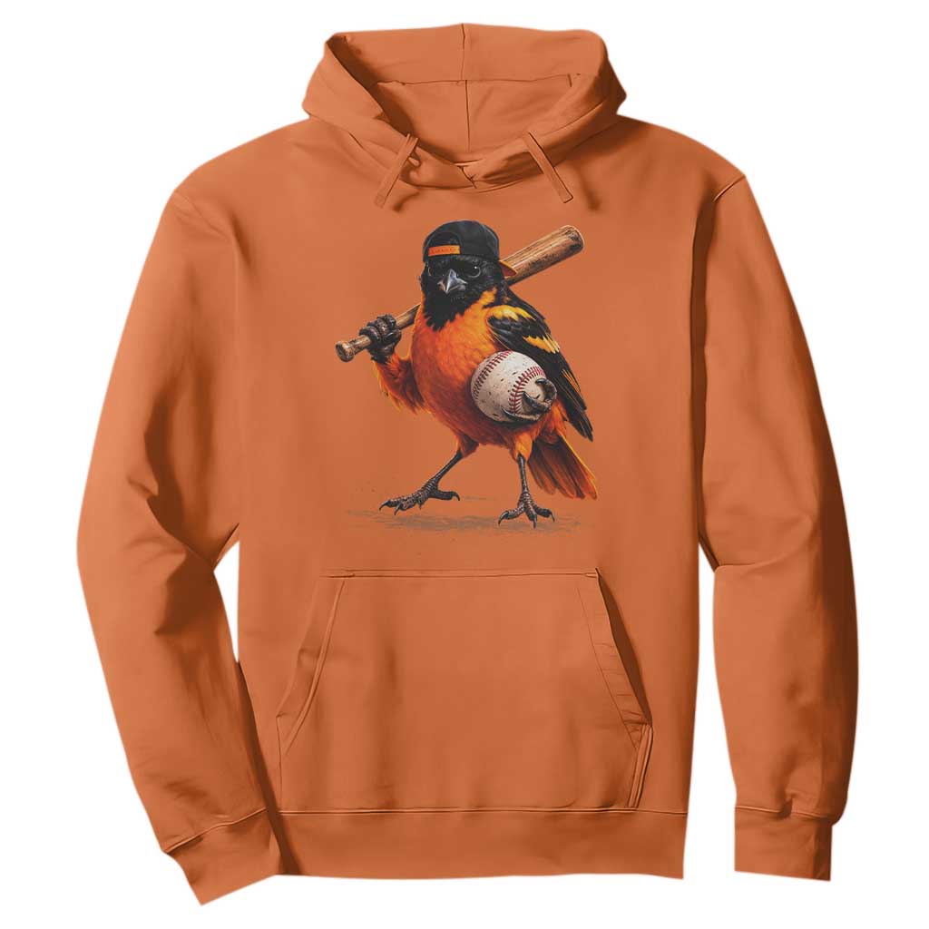 Oriole Baseball Player Hoodie Retro Funny Bird Mascot Baseball Fans TS10 Orange Print Your Wear