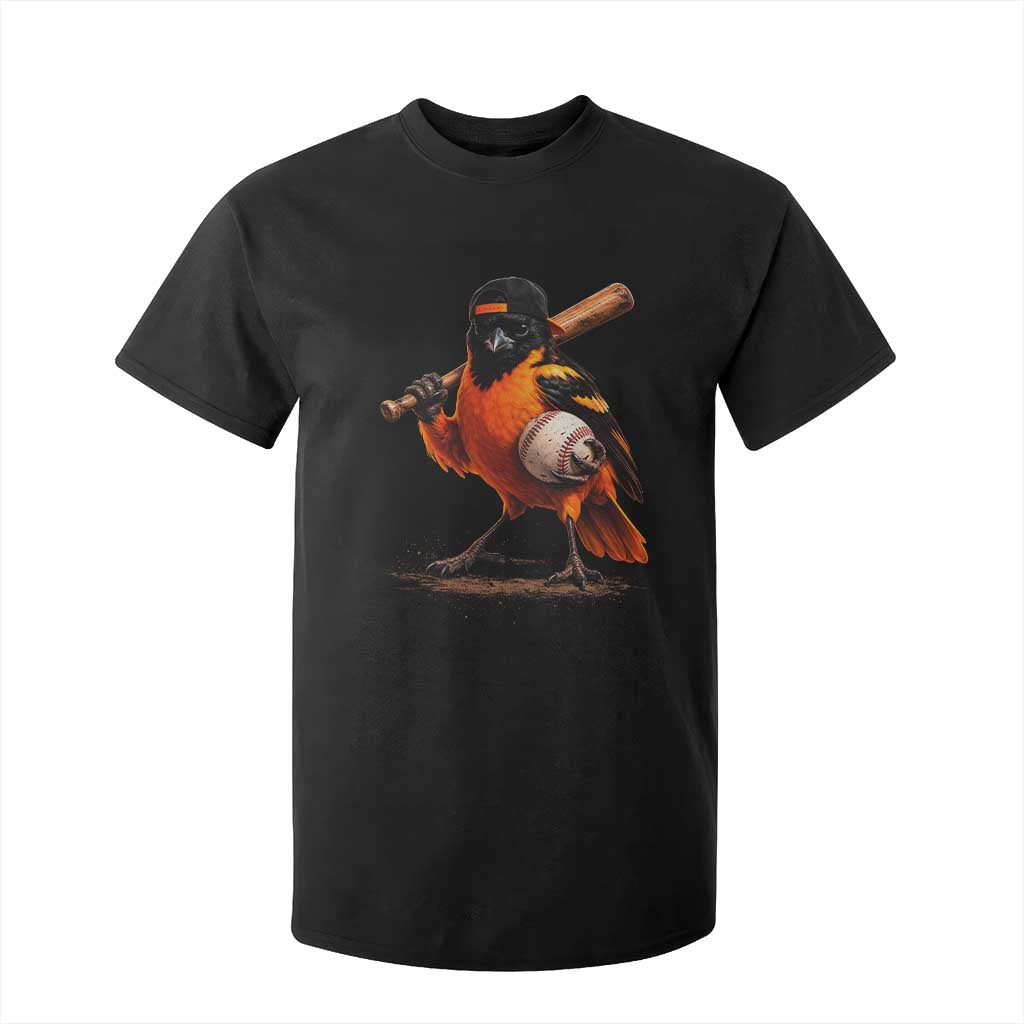 Oriole Baseball Player T Shirt For Kid Retro Funny Bird Mascot Baseball Fans TS10 Black Print Your Wear