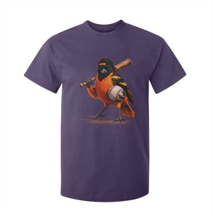 Oriole Baseball Player T Shirt For Kid Retro Funny Bird Mascot Baseball Fans TS10 Purple Print Your Wear