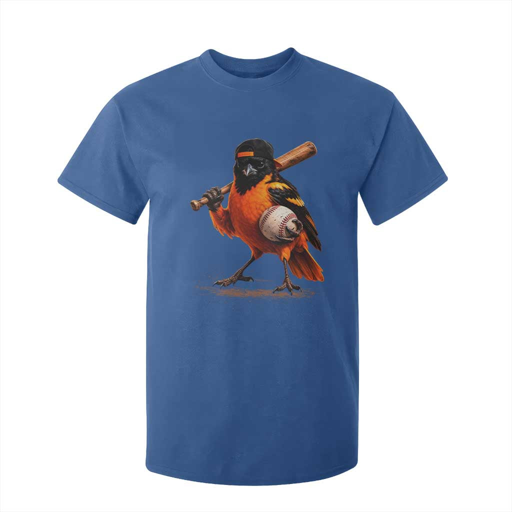 Oriole Baseball Player T Shirt For Kid Retro Funny Bird Mascot Baseball Fans TS10 Royal Blue Print Your Wear