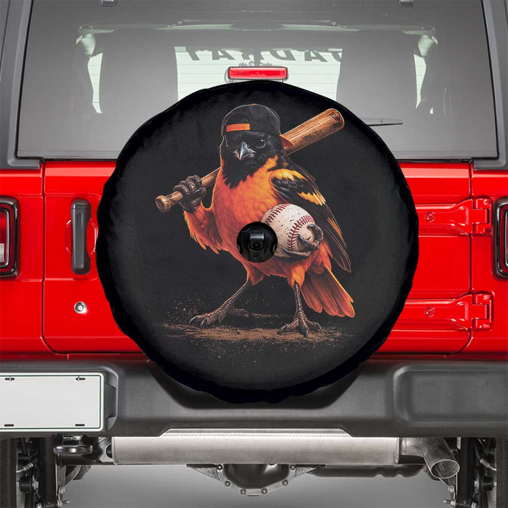 Oriole Baseball Player Spare Tire Cover Retro Funny Bird Mascot Baseball Fans TS10 Black Print Your Wear