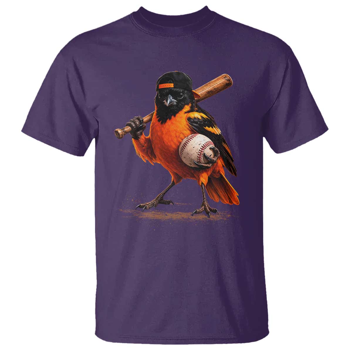 Oriole Baseball Player T Shirt Retro Funny Bird Mascot Baseball Fans TS10 Purple Print Your Wear