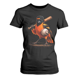 Oriole Baseball Player T Shirt For Women Retro Funny Bird Mascot Baseball Fans TS10 Black Print Your Wear