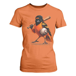 Oriole Baseball Player T Shirt For Women Retro Funny Bird Mascot Baseball Fans TS10 Orange Print Your Wear