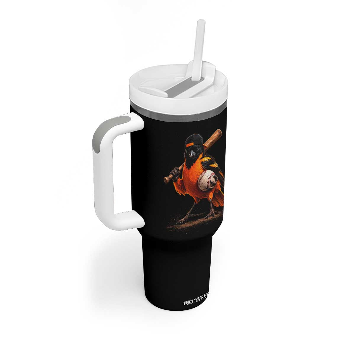 Oriole Baseball Player Tumbler With Handle Retro Funny Bird Mascot Baseball Fans TS10 Print Your Wear