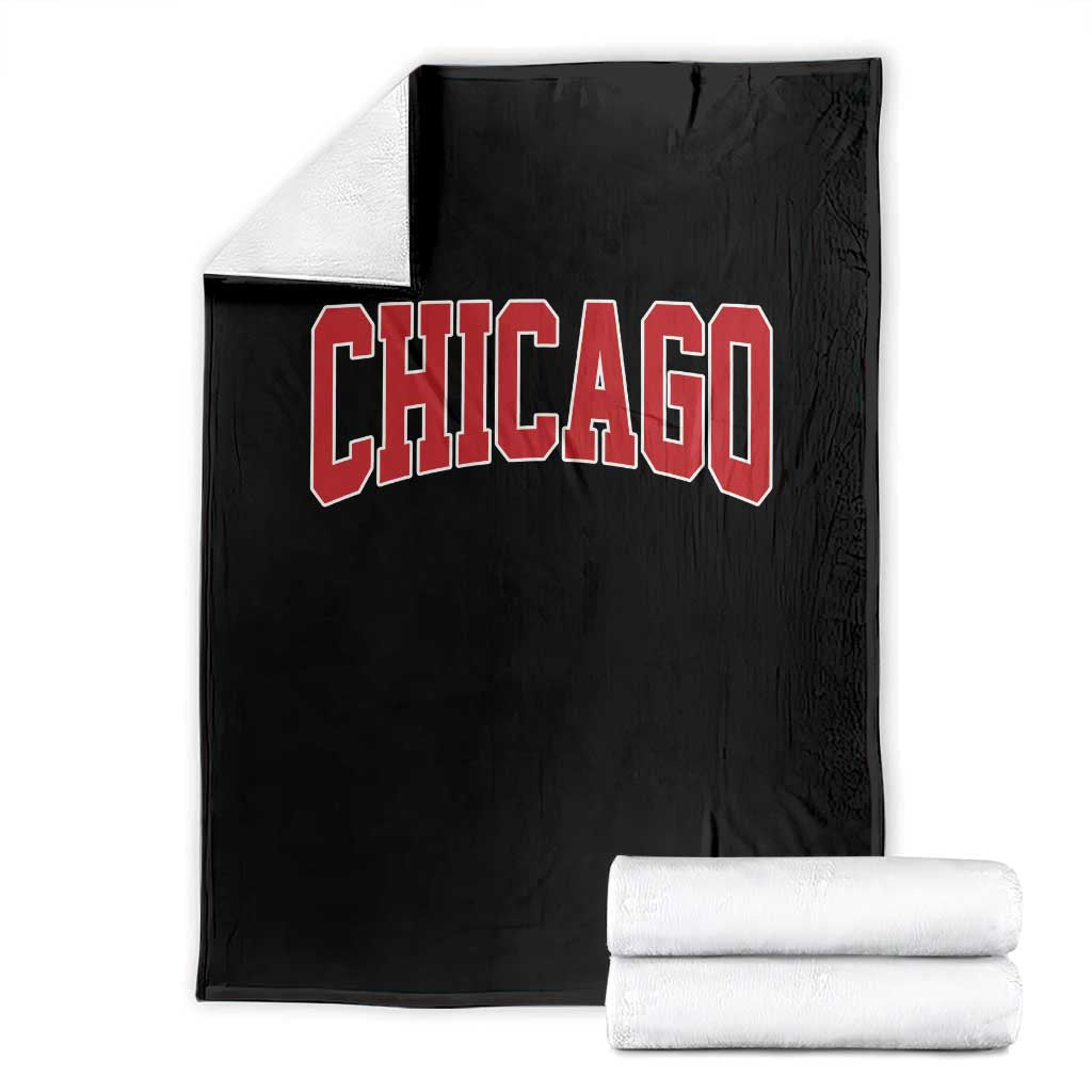 Retro Chicago Throw Blanket Vintage Chicago Throwback Athletic Sports Style 80s 90s TS10 Black Print Your Wear