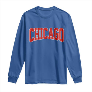 Retro Chicago Long Sleeve Shirt Vintage Chicago Throwback Athletic Sports Style 80s 90s TS10 Royal Blue Print Your Wear