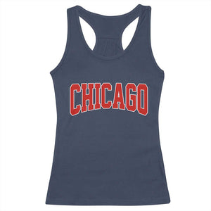 Retro Chicago Racerback Tank Top Vintage Chicago Throwback Athletic Sports Style 80s 90s TS10 Navy Print Your Wear