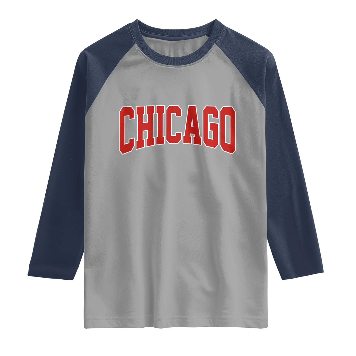Retro Chicago Raglan Shirt Vintage Chicago Throwback Athletic Sports Style 80s 90s TS10 Sport Gray Navy Print Your Wear