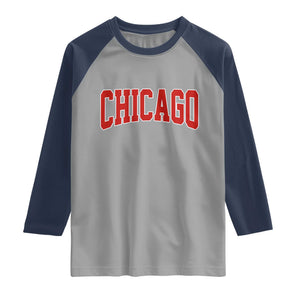Retro Chicago Raglan Shirt Vintage Chicago Throwback Athletic Sports Style 80s 90s TS10 Sport Gray Navy Print Your Wear
