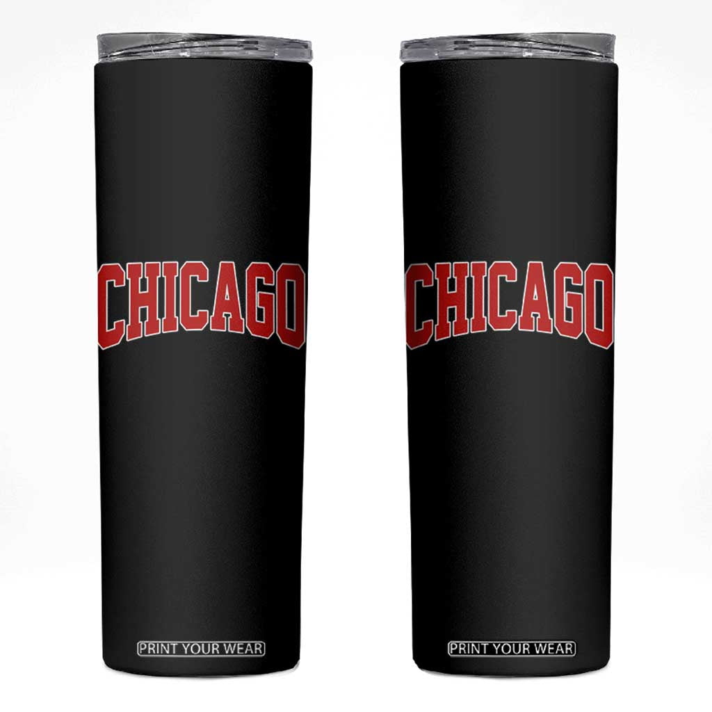 Retro Chicago Skinny Tumbler Vintage Chicago Throwback Athletic Sports Style 80s 90s TS10 Black Print Your Wear