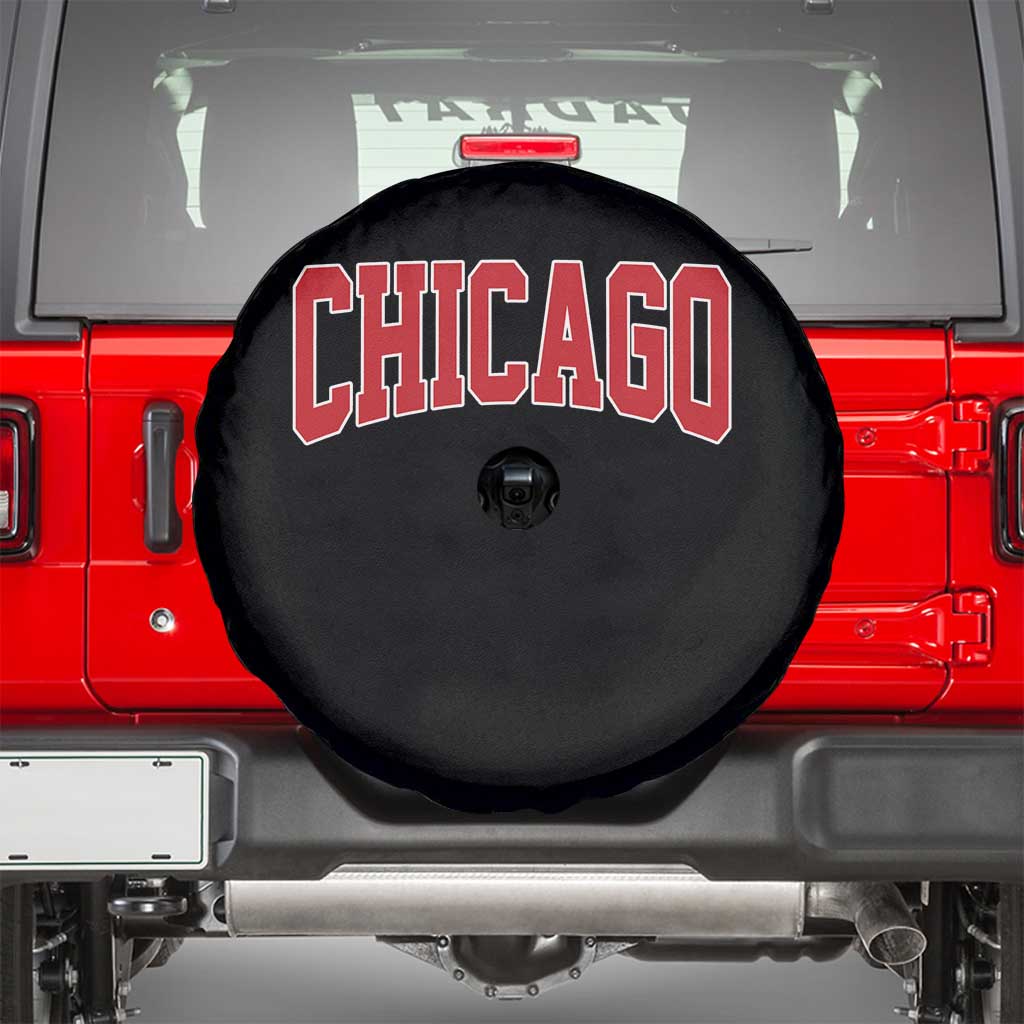 Retro Chicago Spare Tire Cover Vintage Chicago Throwback Athletic Sports Style 80s 90s TS10 Black Print Your Wear