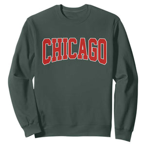Retro Chicago Sweatshirt Vintage Chicago Throwback Athletic Sports Style 80s 90s TS10 Dark Forest Green Print Your Wear