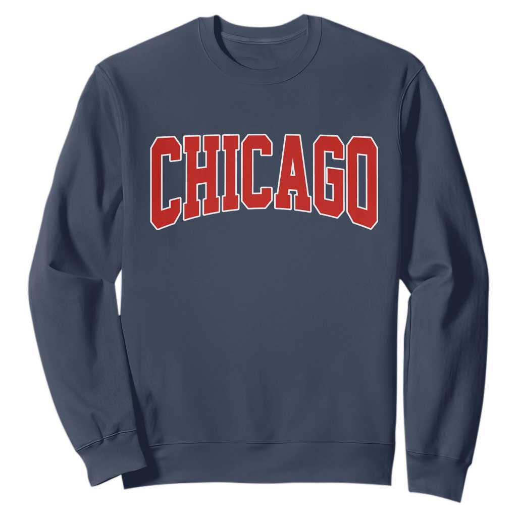 Retro Chicago Sweatshirt Vintage Chicago Throwback Athletic Sports Style 80s 90s TS10 Navy Print Your Wear