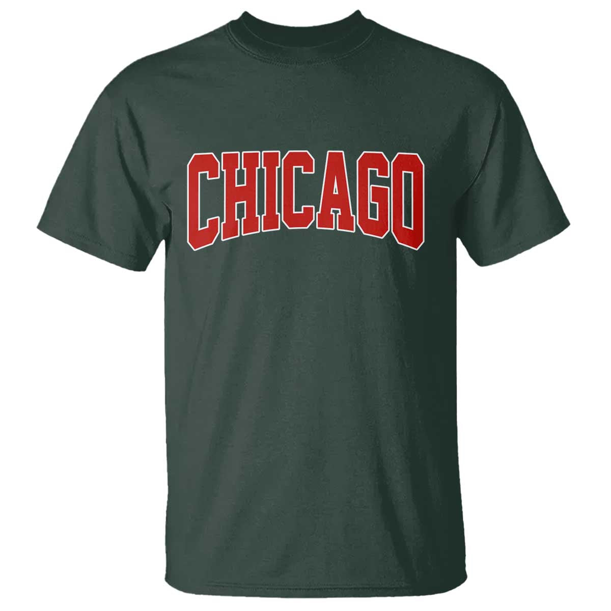 Retro Chicago T Shirt Vintage Chicago Throwback Athletic Sports Style 80s 90s TS10 Dark Forest Green Print Your Wear