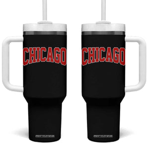 Retro Chicago Tumbler With Handle Vintage Chicago Throwback Athletic Sports Style 80s 90s TS10 One Size: 40 oz Black Print Your Wear