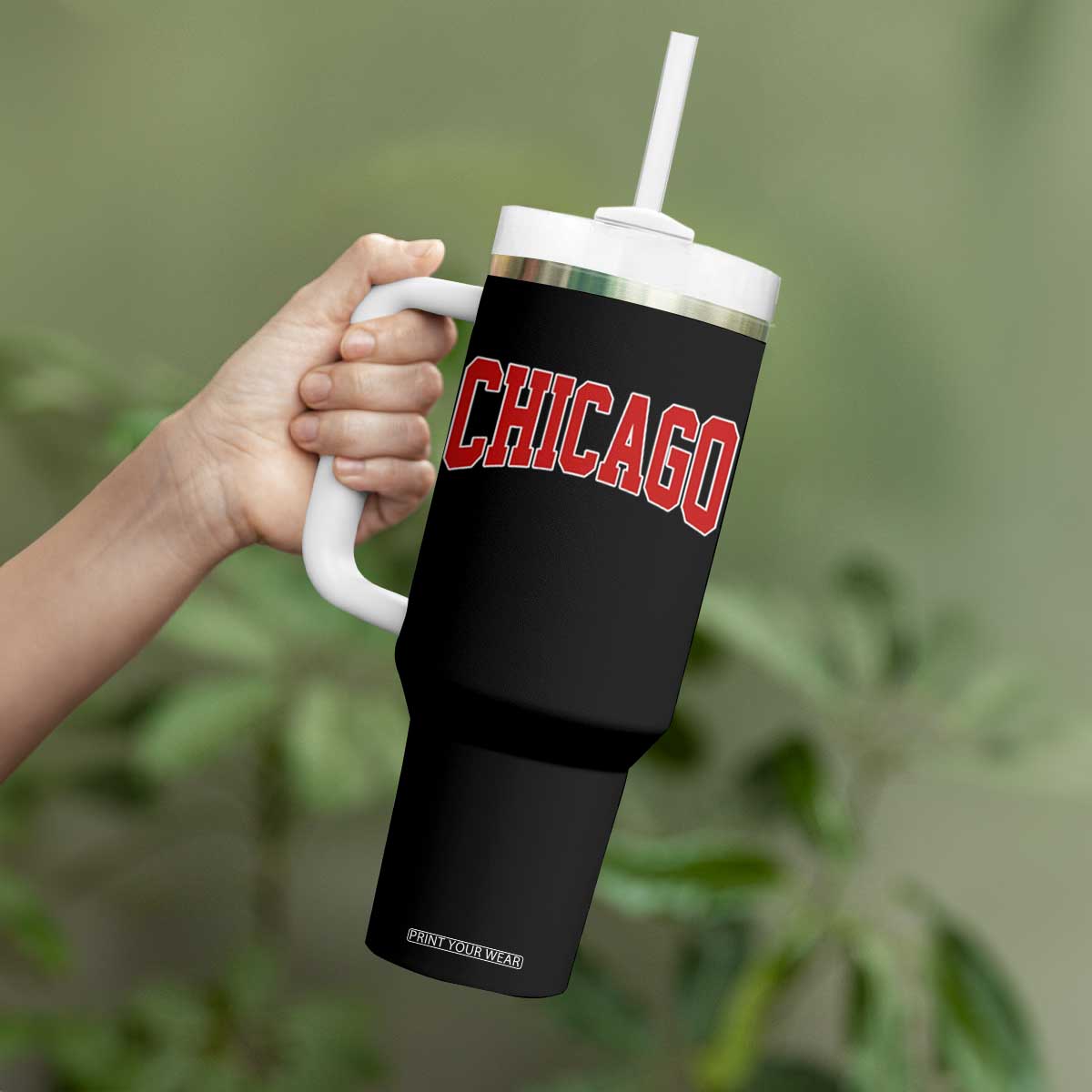 Retro Chicago Tumbler With Handle Vintage Chicago Throwback Athletic Sports Style 80s 90s TS10 Print Your Wear