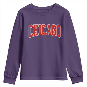 Retro Chicago Youth Sweatshirt Vintage Chicago Throwback Athletic Sports Style 80s 90s TS10 Purple Print Your Wear