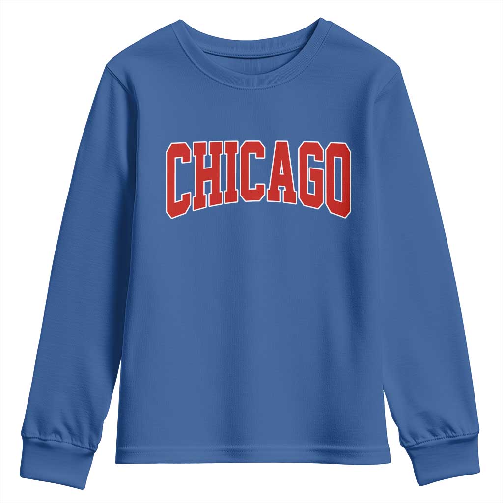 Retro Chicago Youth Sweatshirt Vintage Chicago Throwback Athletic Sports Style 80s 90s TS10 Royal Blue Print Your Wear