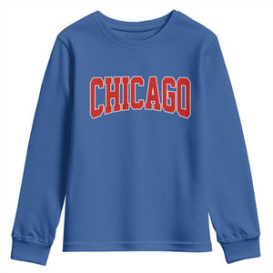 Retro Chicago Youth Sweatshirt Vintage Chicago Throwback Athletic Sports Style 80s 90s TS10 Royal Blue Print Your Wear