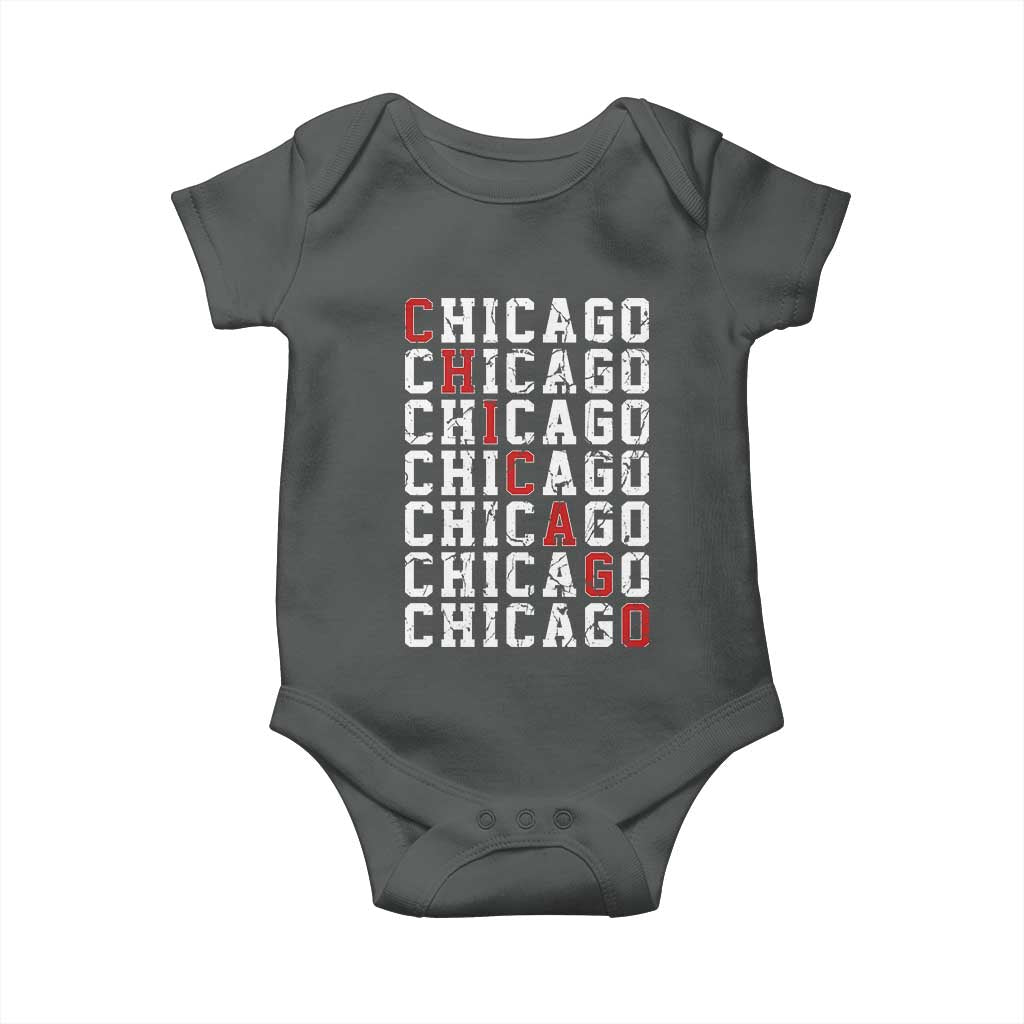 Vintage Chicago Baby Onesie Retro Distressed Classic Chicago TS10 Dark Heather Print Your Wear