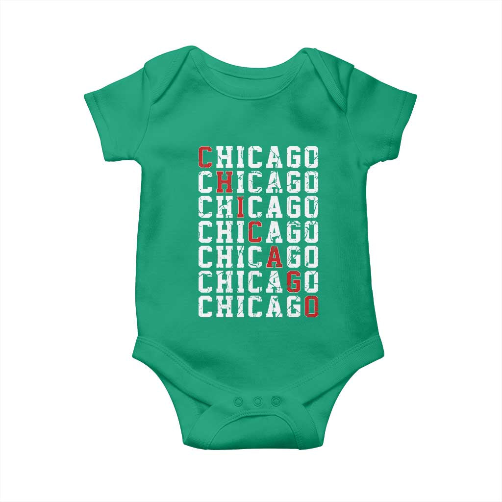 Vintage Chicago Baby Onesie Retro Distressed Classic Chicago TS10 Irish Green Print Your Wear