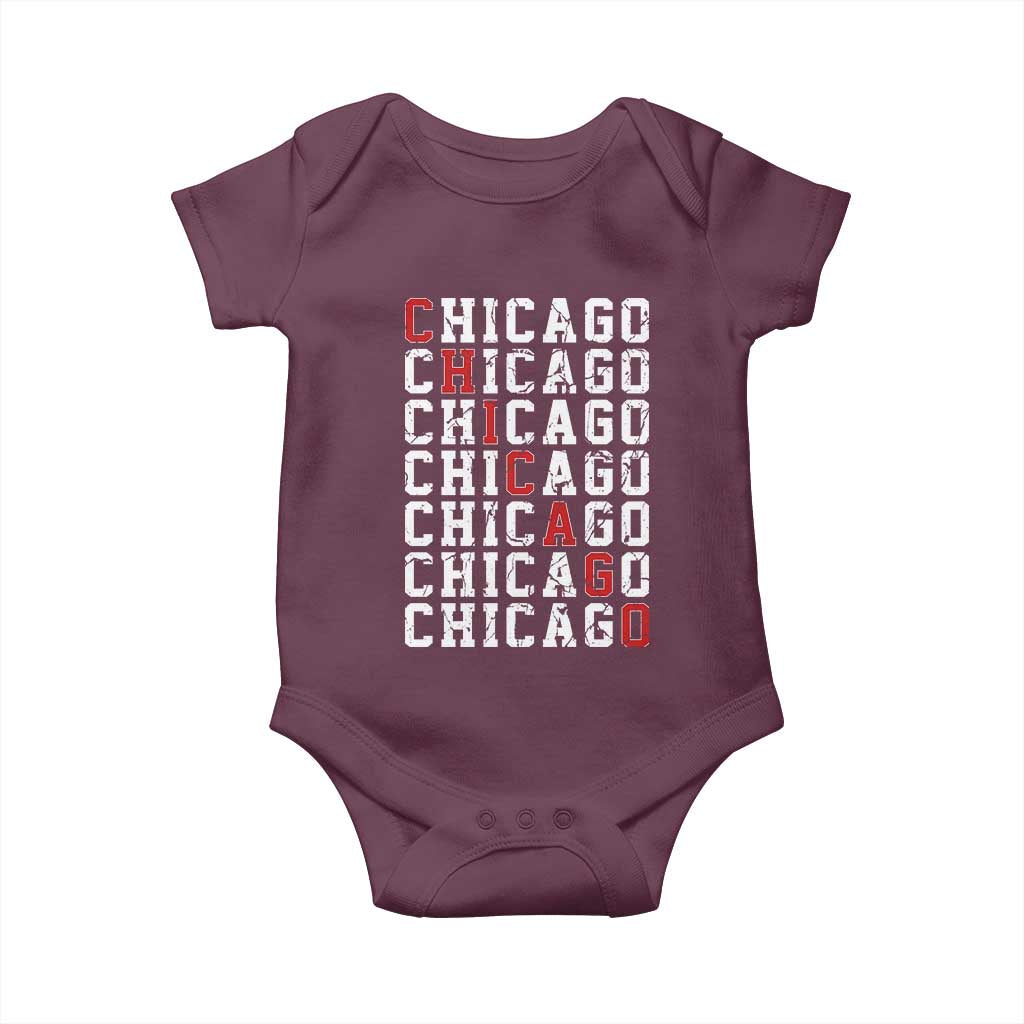 Vintage Chicago Baby Onesie Retro Distressed Classic Chicago TS10 Maroon Print Your Wear