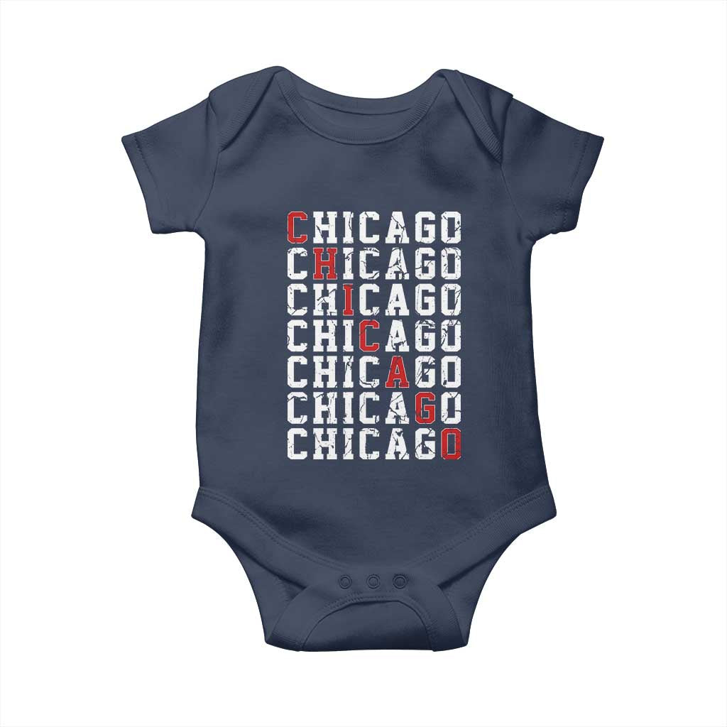 Vintage Chicago Baby Onesie Retro Distressed Classic Chicago TS10 Navy Print Your Wear