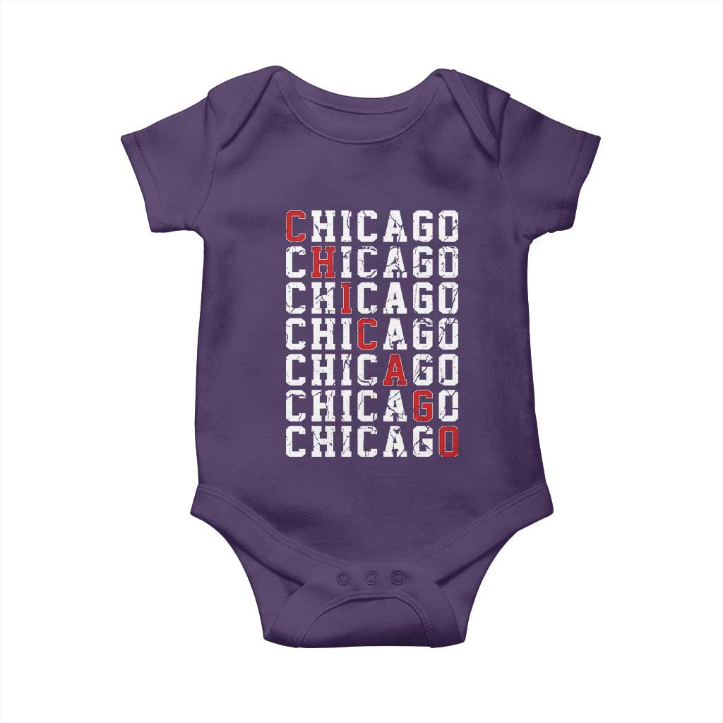 Vintage Chicago Baby Onesie Retro Distressed Classic Chicago TS10 Purple Print Your Wear