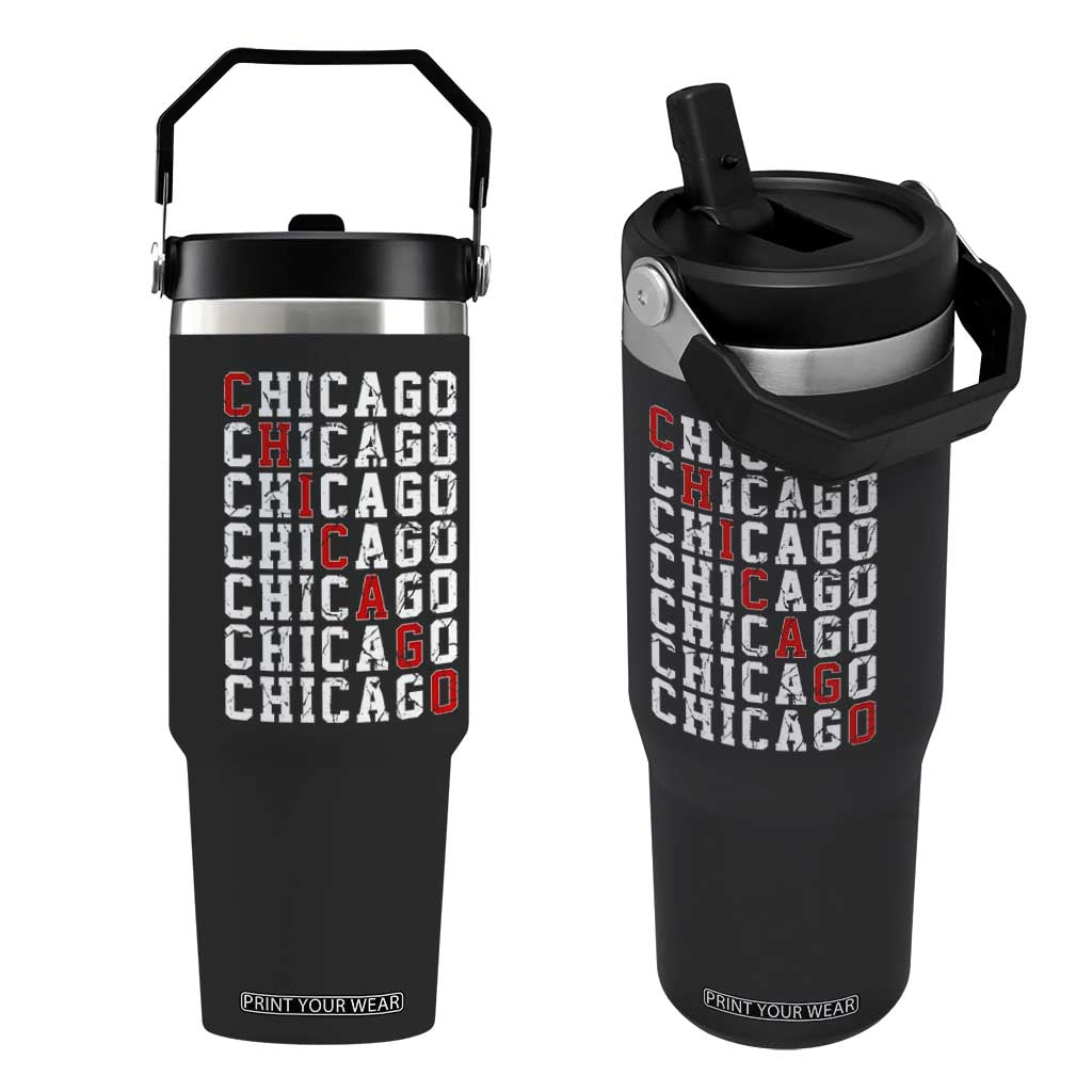 Vintage Chicago Flip Straw Tumbler Retro Distressed Classic Chicago TS10 One Size: 30 oz Black Print Your Wear