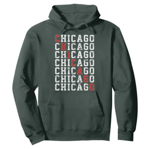 Vintage Chicago Hoodie Retro Distressed Classic Chicago TS10 Dark Forest Green Print Your Wear