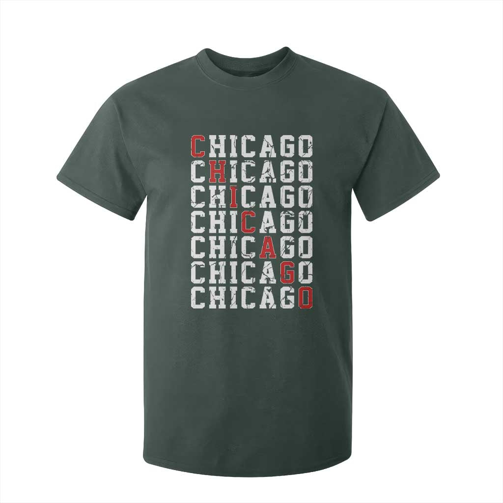 Vintage Chicago T Shirt For Kid Retro Distressed Classic Chicago TS10 Dark Forest Green Print Your Wear