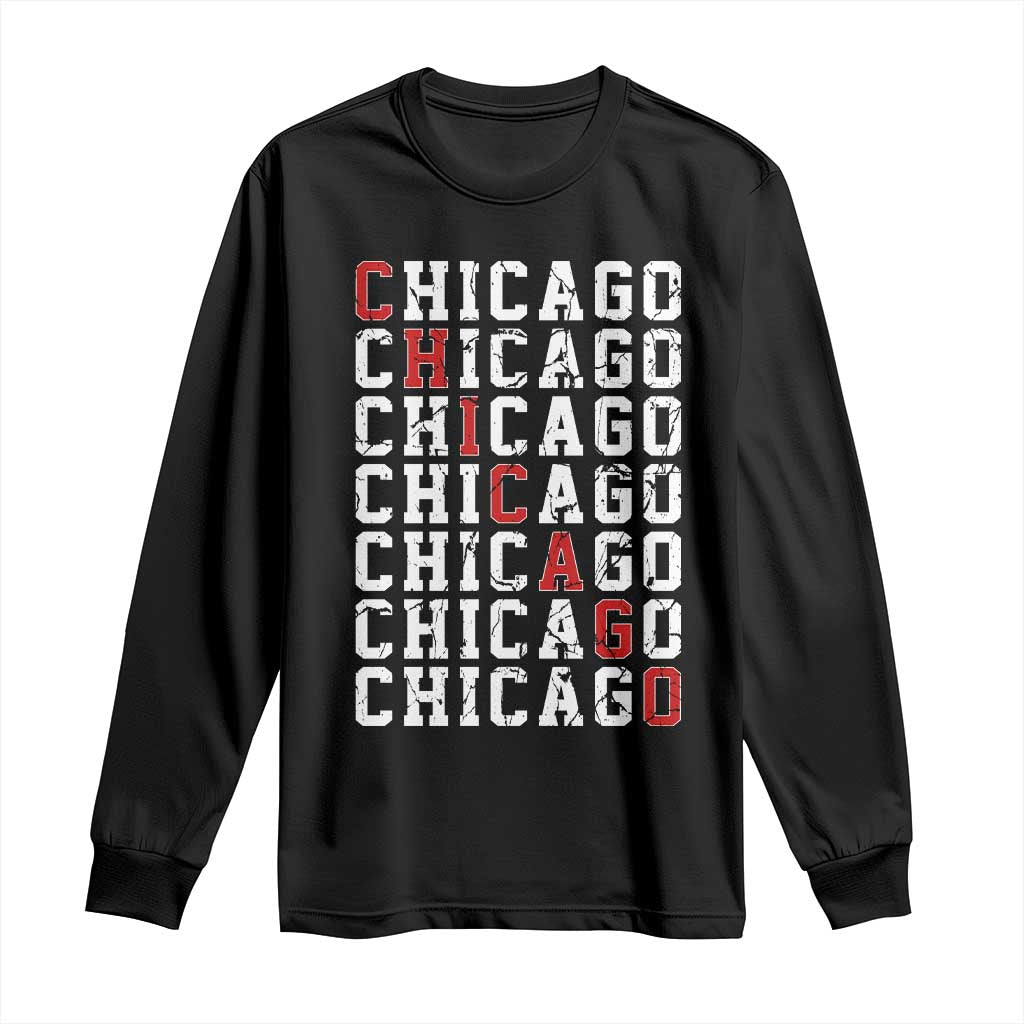 Vintage Chicago Long Sleeve Shirt Retro Distressed Classic Chicago TS10 Black Print Your Wear