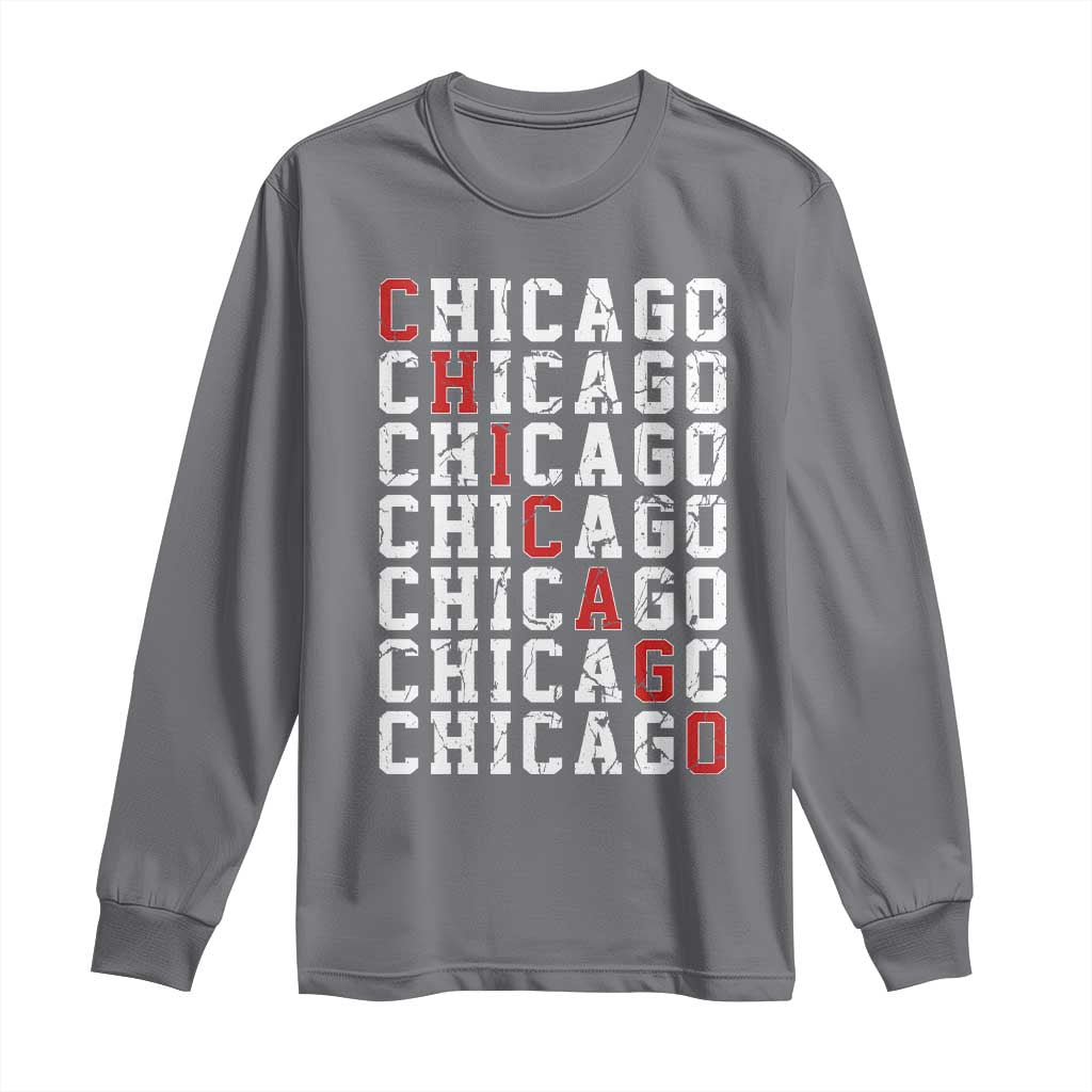 Vintage Chicago Long Sleeve Shirt Retro Distressed Classic Chicago TS10 Charcoal Print Your Wear