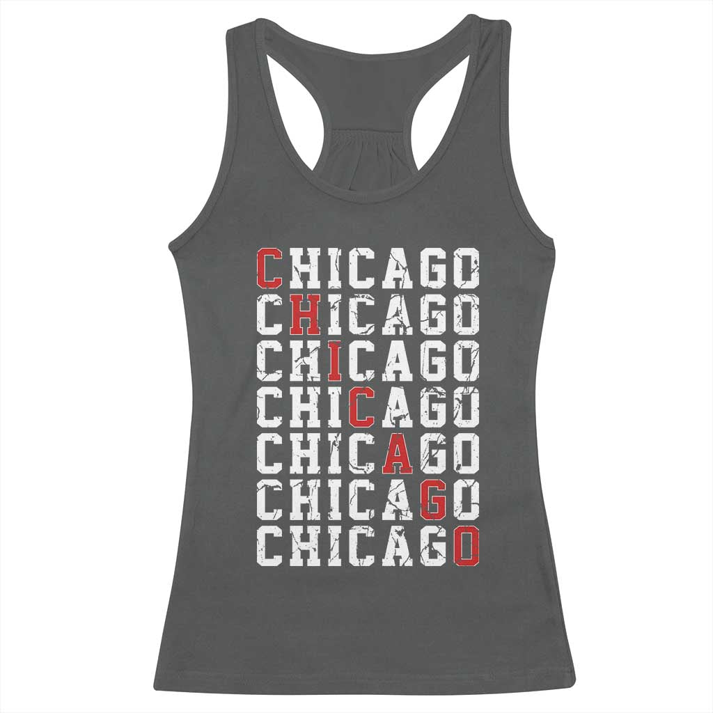 Vintage Chicago Racerback Tank Top Retro Distressed Classic Chicago TS10 Dark Heather Print Your Wear