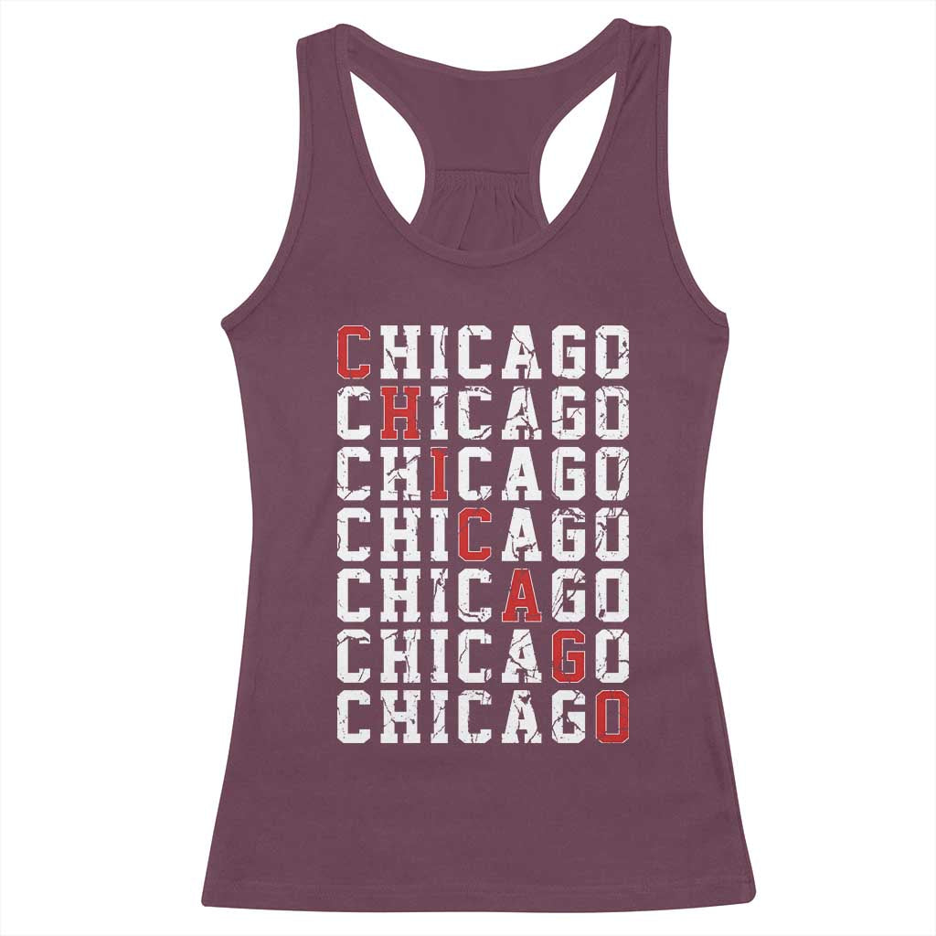 Vintage Chicago Racerback Tank Top Retro Distressed Classic Chicago TS10 Maroon Print Your Wear