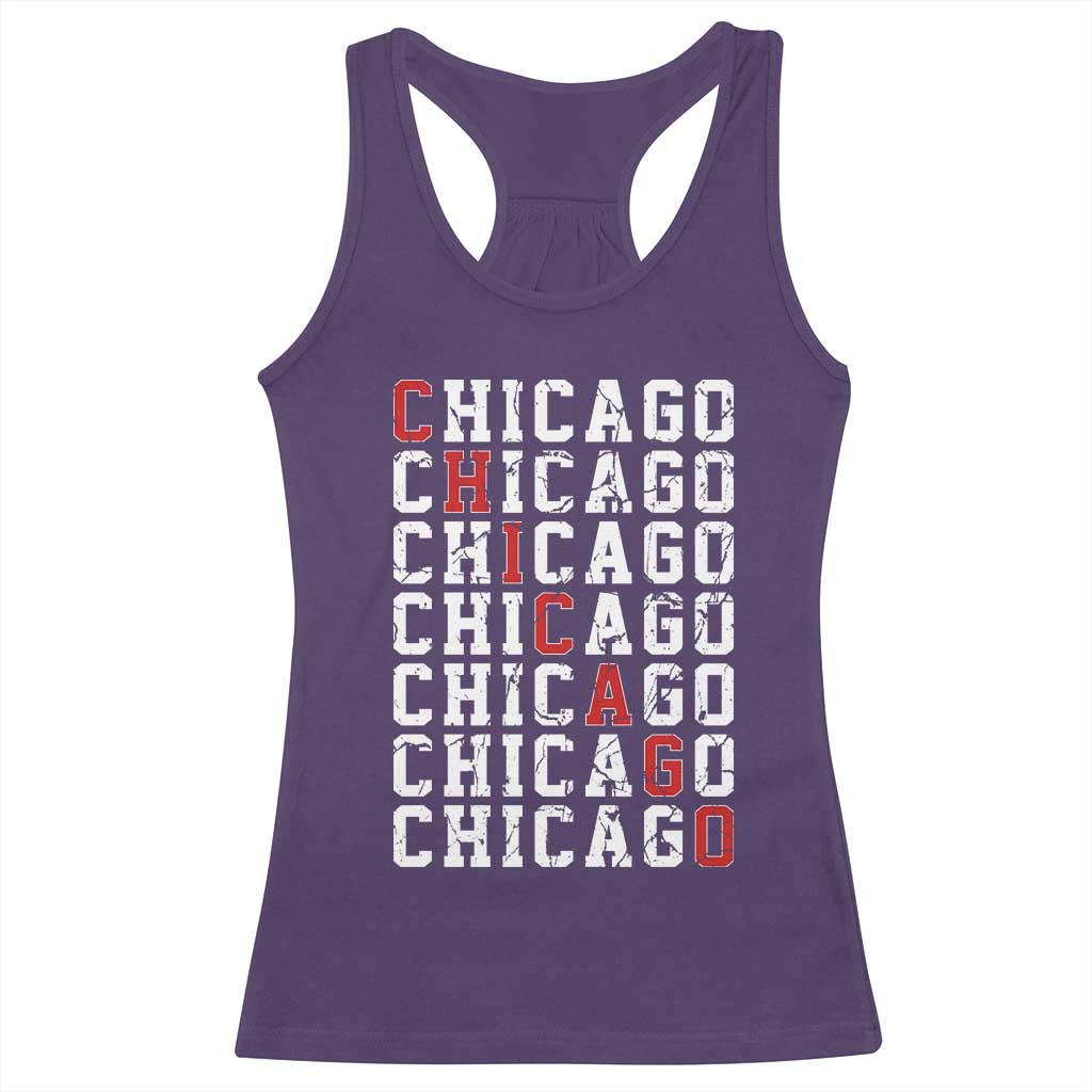 Vintage Chicago Racerback Tank Top Retro Distressed Classic Chicago TS10 Purple Print Your Wear